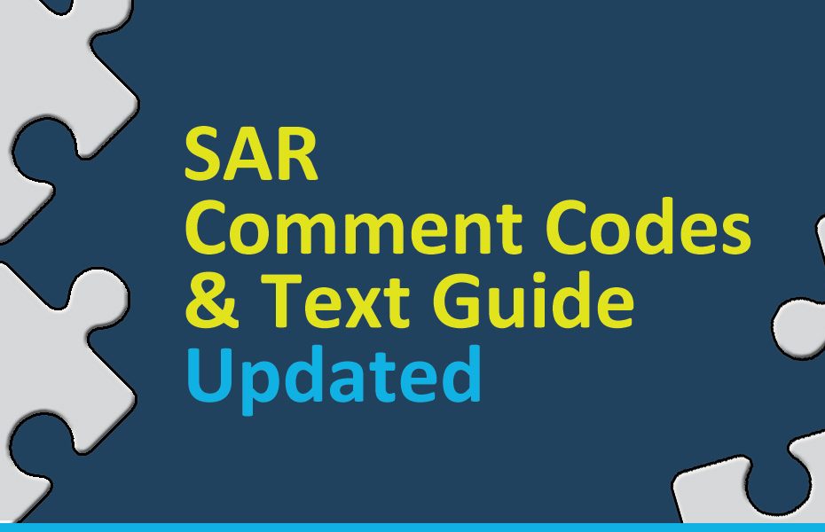 SAR Comment Codes & Text Guide Updated