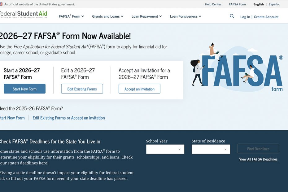 2026–27 FAFSA Form Now Available