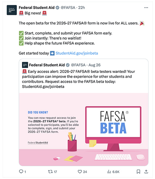 FSA FAFSA Beta Announcement