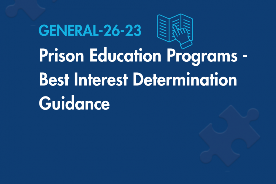 Prison Education Programs - Best Interest Determination